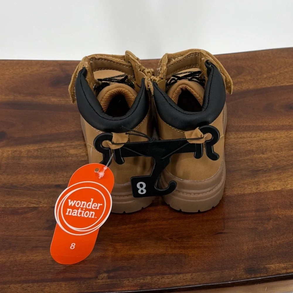 Tan Tucker Boot Toddler Boys Size 8 Work Boots Side Zip Memory Foam NEW